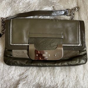 Beautiful previously loved Olive green DVF clutch